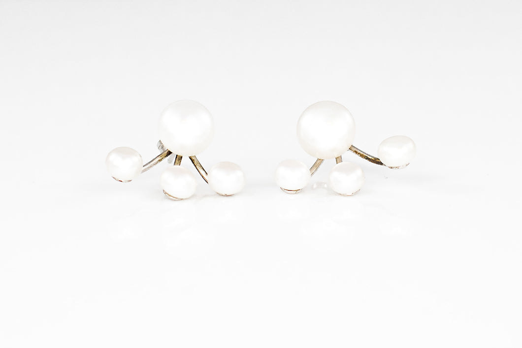 4-Pearl Lobe Wrap Earrings